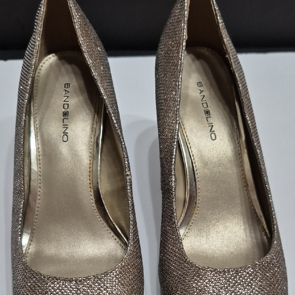 Bandolino Gold Glitter Heels Peep Toe Pumps 9.5M